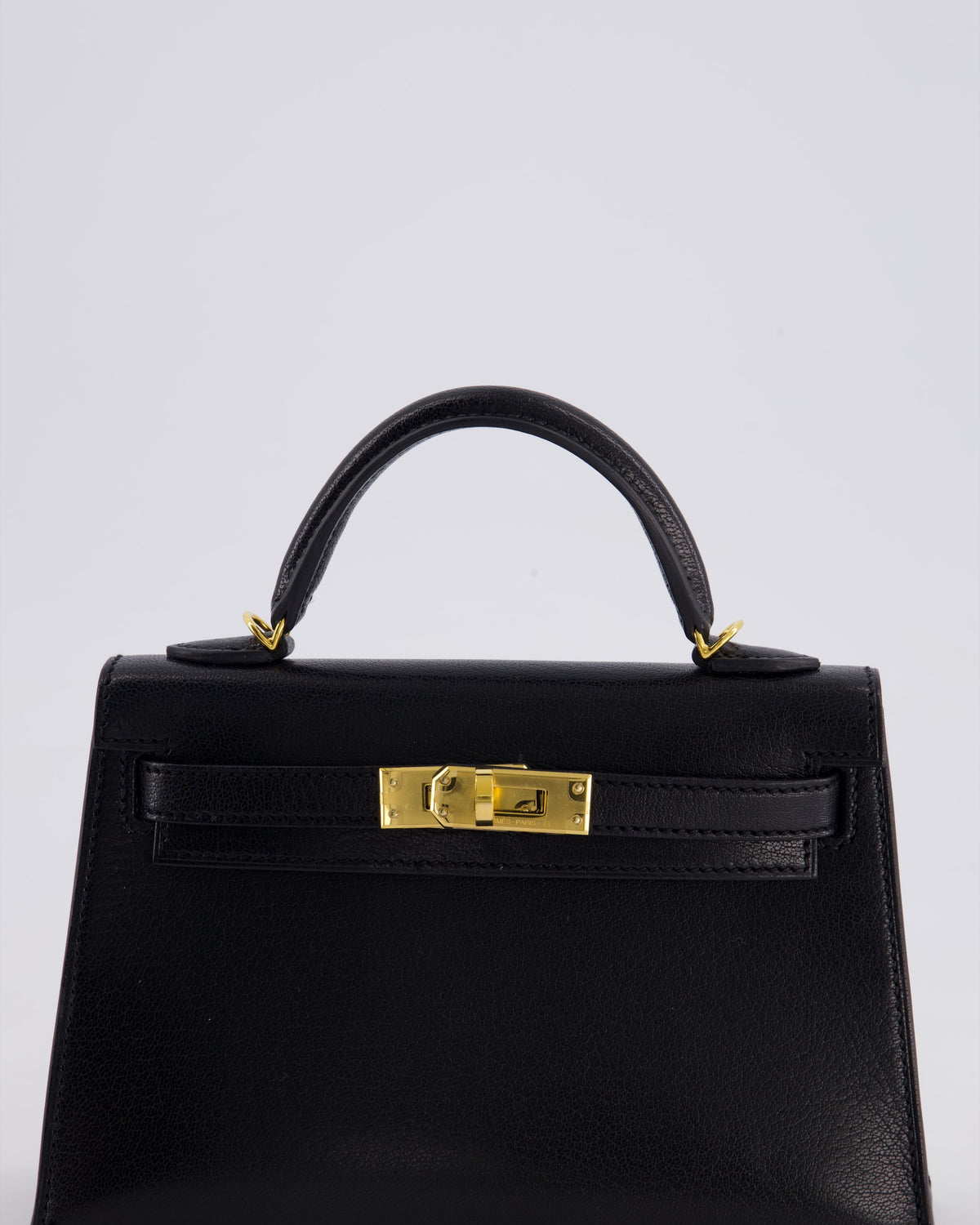 *HOT* Hermès Mini Kelly II 20cm Bag In Black Chèvre Chamkila Leather with Gold Hardware