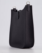 Hermès Mini Evelyne 16 Bag in Caban Clemence Leather with Palladium Hardware & Blue Zanzibar/Caban Wool Strap