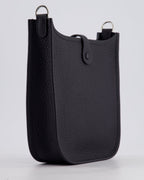 Hermès Mini Evelyne 16 Bag in Caban Clemence Leather with Palladium Hardware & Blue Zanzibar/Caban Wool Strap