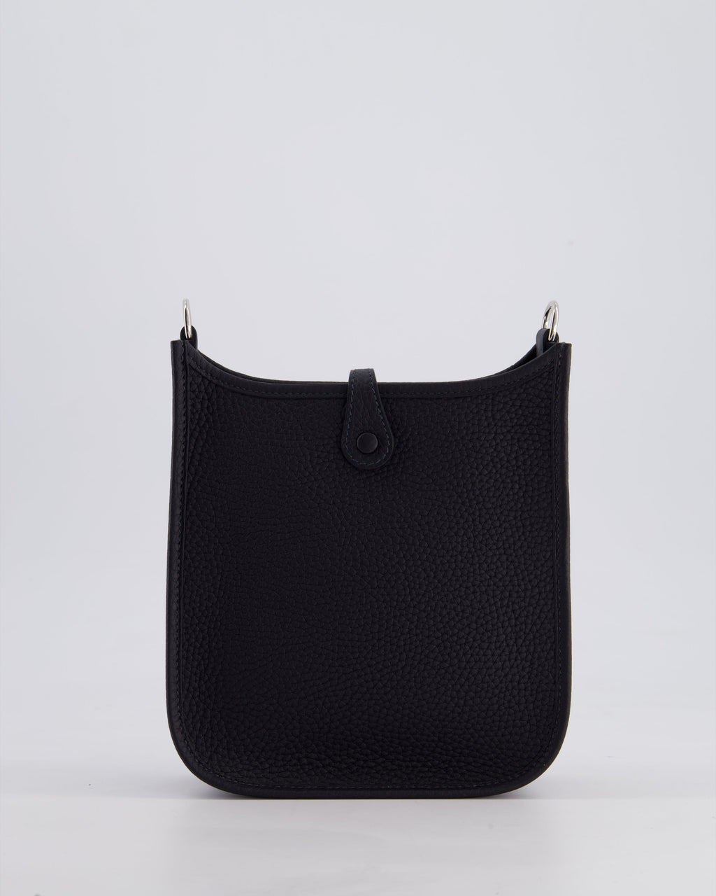 Hermès Mini Evelyne 16 Bag in Caban Clemence Leather with Palladium Hardware & Blue Zanzibar/Caban Wool Strap