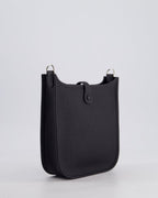 Hermès Mini Evelyne 16 Bag in Caban Clemence Leather with Palladium Hardware & Blue Zanzibar/Caban Wool Strap