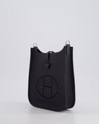 Hermès Mini Evelyne 16 Bag in Caban Clemence Leather with Palladium Hardware & Blue Zanzibar/Caban Wool Strap