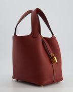 *HOT & RARE* Hermès Picotin Lock Bag 18cm in Rouge H Clemence Leather with Gold Hardware