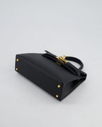 *HOT* Hermès Mini Kelly II 20cm Bag In Noir Epsom Leather with Gold Hardware