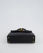 *HOT* Hermès Mini Kelly II 20cm Bag In Noir Epsom Leather with Gold Hardware
