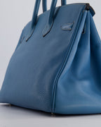 *HOT* Hermès Birkin 35cm Bag in Blue Jean Togo Leather with Palladium Hardware