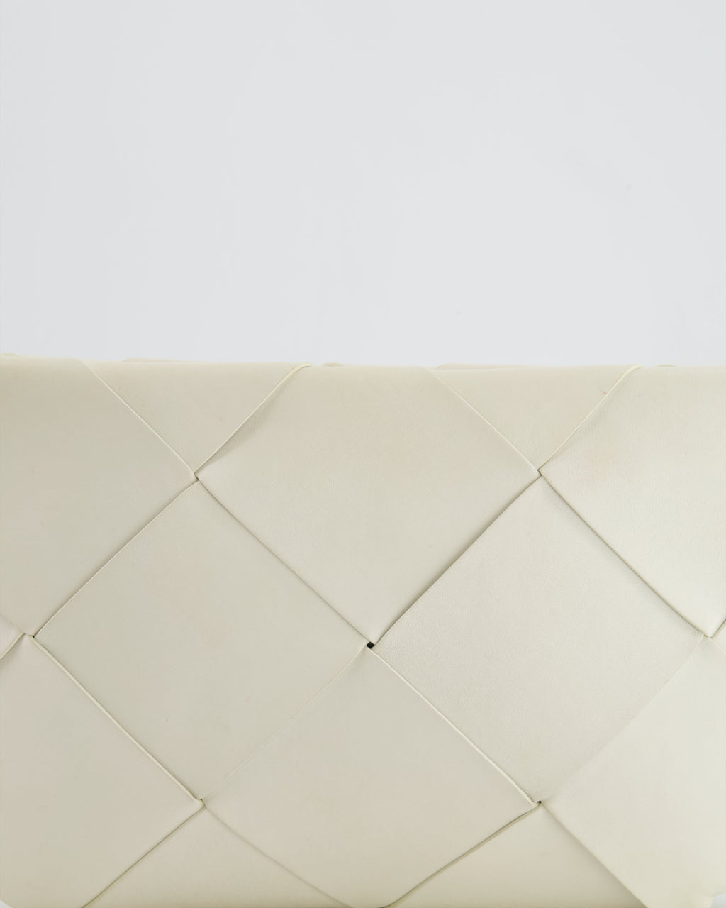 Bottega Veneta White Intrecciato Large Leather Clutch Bag with Silver Hardware