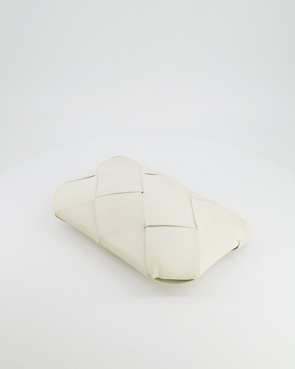 Bottega Veneta White Intrecciato Large Leather Clutch Bag with Silver Hardware