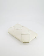 Bottega Veneta White Intrecciato Large Leather Clutch Bag with Silver Hardware