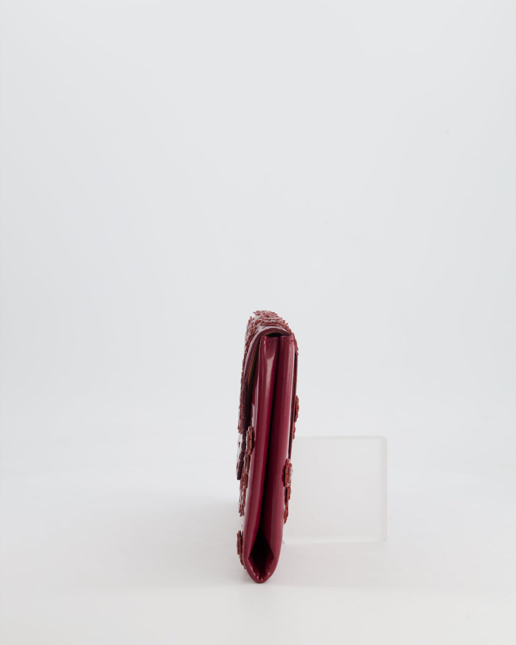 Alaïa Burgundy Patent Leather Floral Oum Clutch Bag with Silver Hardware RRP £2,200