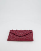 Alaïa Burgundy Patent Leather Floral Oum Clutch Bag with Silver Hardware RRP £2,200