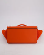 Celine Orange Calfskin & Suede Medium Trapeze Bag with Silver Hardware