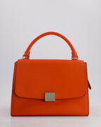 Celine Orange Calfskin & Suede Medium Trapeze Bag with Silver Hardware