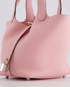 *ULTRA RARE* Hermès Picotin Bag 18cm in Rose Sakura Clemence Leather with Palladium Hardware