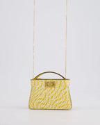 Fendi x Sarah Coleman Yellow Nano Peekaboo Bag with Gold Chain Strap