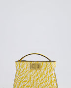 Fendi x Sarah Coleman Yellow Nano Peekaboo Bag with Gold Chain Strap
