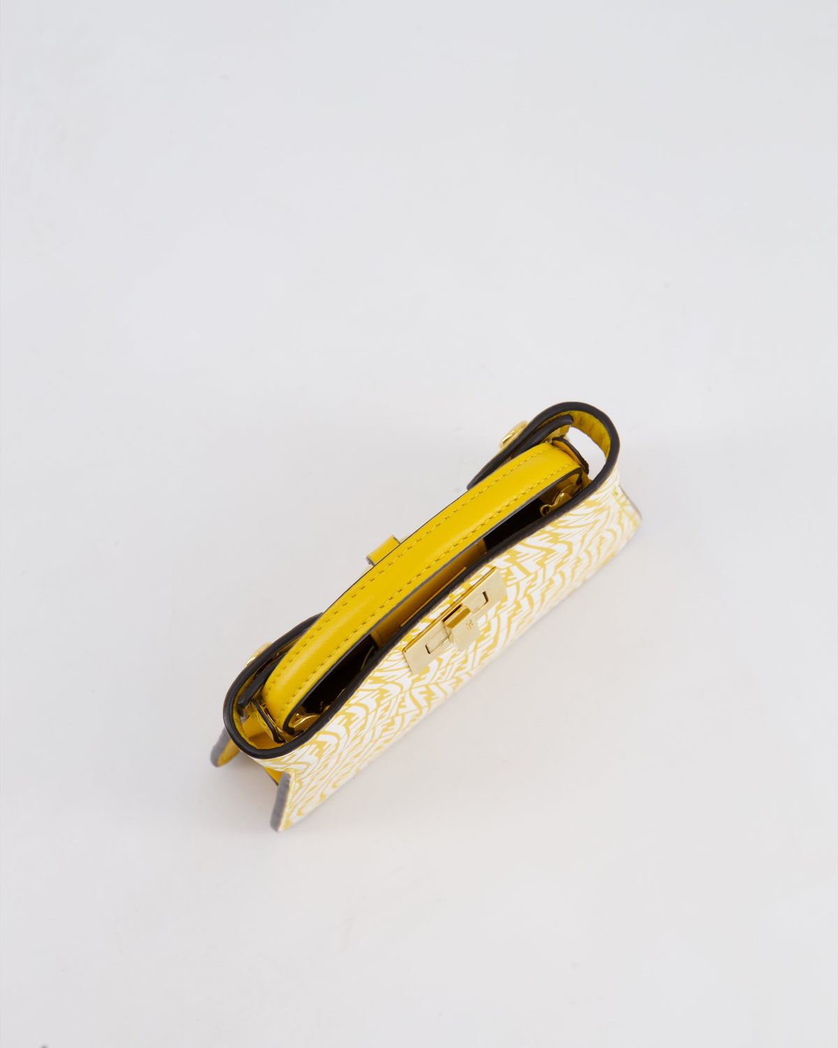 Fendi x Sarah Coleman Yellow Nano Peekaboo Bag with Gold Chain Strap