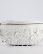 Chanel White Lambskin Leather Bum Bag with Silver Crystal Bead Embellishments and Silver Hardware RRP £4,660