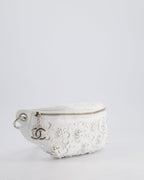 Chanel White Lambskin Leather Bum Bag with Silver Crystal Bead Embellishments and Silver Hardware RRP £4,660