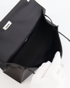 *RARE* Hermès Mini Kelly Pochette Bag in Black Swift Leather with Palladium Hardware