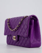 *HOT COLOUR* Chanel Purple Medium Classic Double Flap Bag in Caviar Leather with Champagne Gold Hardware