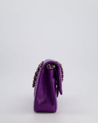 *HOT COLOUR* Chanel Purple Medium Classic Double Flap Bag in Caviar Leather with Champagne Gold Hardware