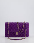 *HOT COLOUR* Chanel Purple Medium Classic Double Flap Bag in Caviar Leather with Champagne Gold Hardware