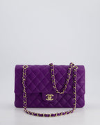 *HOT COLOUR* Chanel Purple Medium Classic Double Flap Bag in Caviar Leather with Champagne Gold Hardware