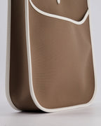 Hermes Evelyne 29cm in Neo Etoupe Canvas and White with Palladium Hardware