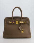 Hermès Birkin 30cm Retourne in Etoupe Togo Leather with Gold Hardware