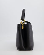 Louis Vuitton Capucines MM Bag in Black Leather and Beige Python Leather with Gold Hardware