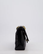 Chanel Vintage Black Classic Medium Double Flap Bag in Lambskin Leather with 24k Gold Hardware
