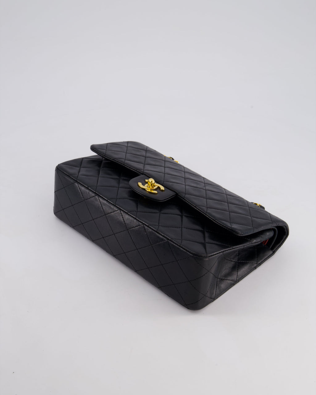 Chanel Vintage Black Medium Classic Double Flap Bag in Lambskin Leather with 24k Gold Hardware