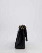 Chanel Vintage Black Medium Classic Double Flap Bag in Lambskin Leather with 24k Gold Hardware