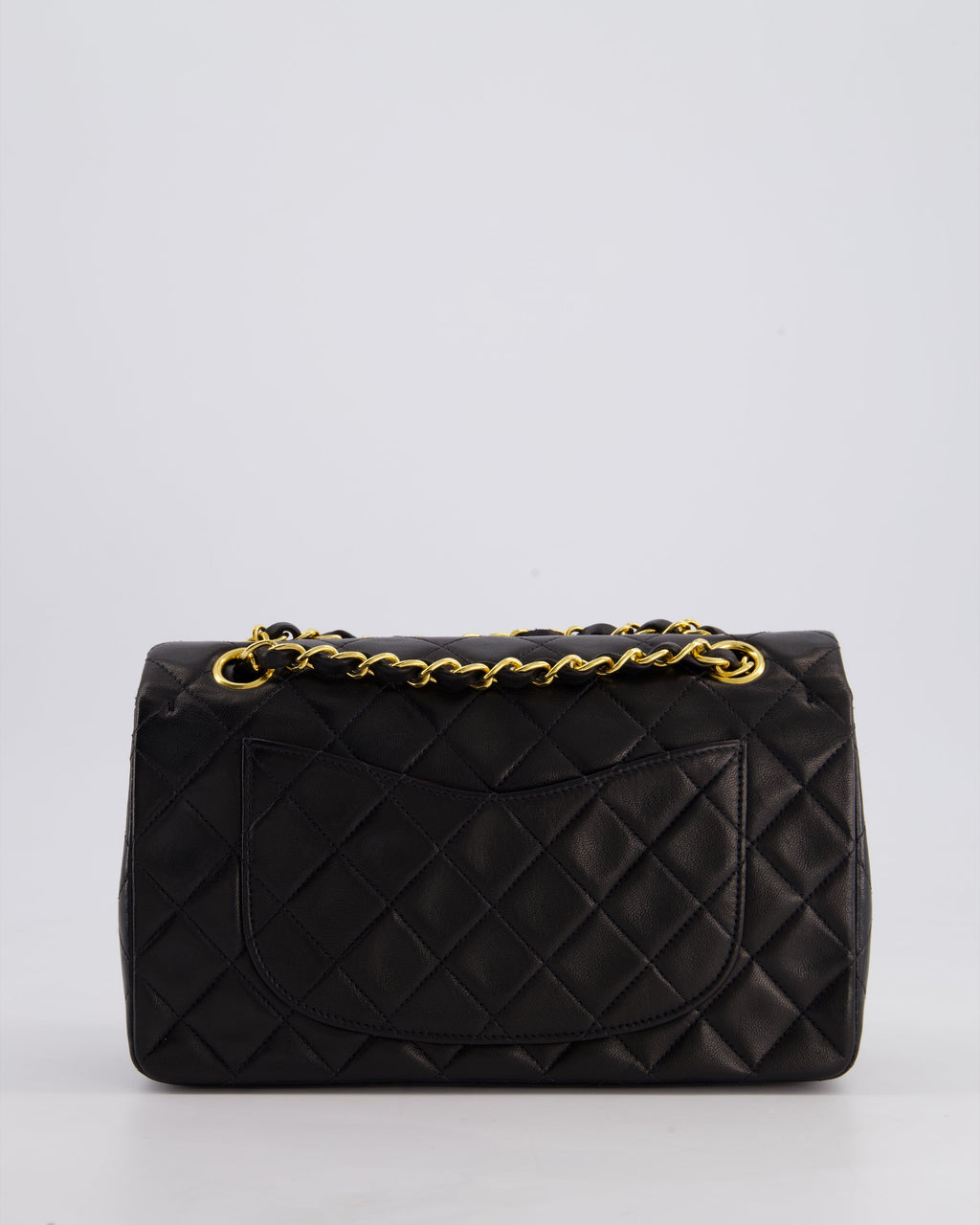 Chanel Vintage Black Medium Classic Double Flap Bag in Lambskin Leather with 24k Gold Hardware
