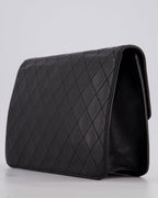 Chanel Vintage Black Medium Single Flap Bag in Lambskin Leather with 24K Gold Hardware