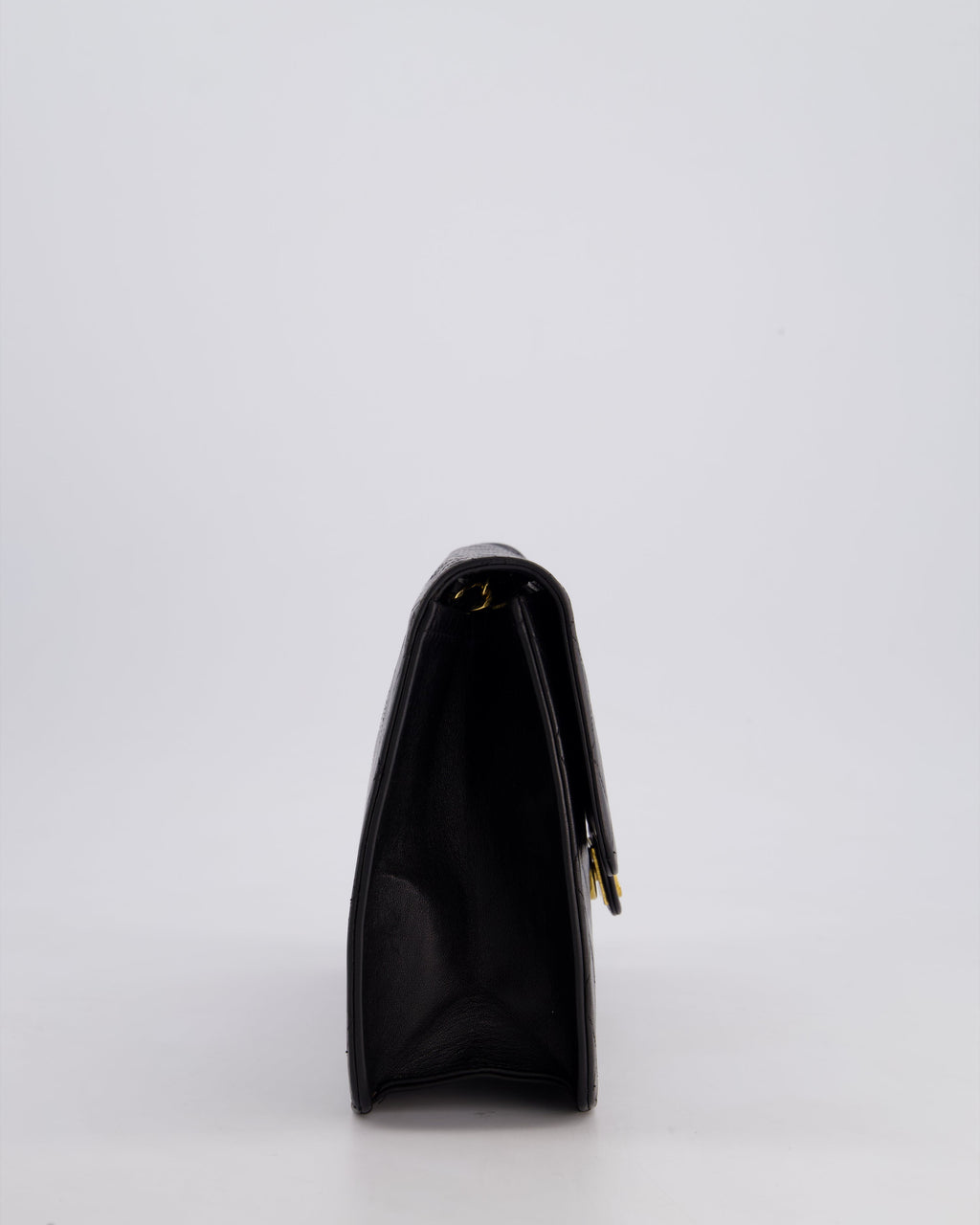 Chanel Vintage Black Medium Single Flap Bag in Lambskin Leather with 24K Gold Hardware