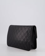 Chanel Vintage Black Medium Single Flap Bag in Lambskin Leather with 24K Gold Hardware
