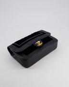 Chanel Black Medium Flap Bag in Lambskin Leather and Velvet with Rope CC Logo Detail