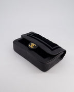 Chanel Black Medium Flap Bag in Lambskin Leather and Velvet with Rope CC Logo Detail