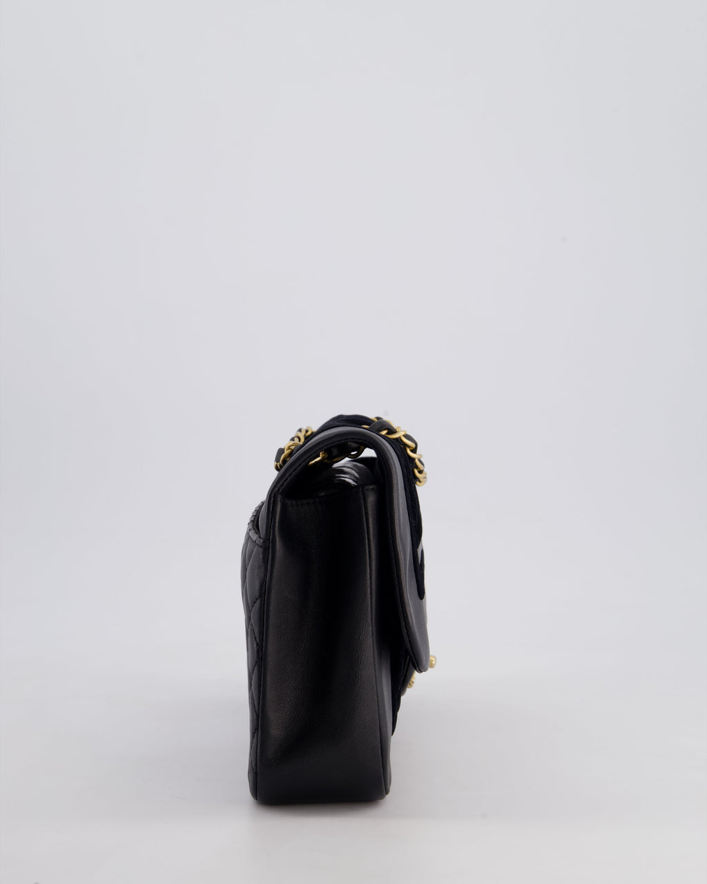 Chanel Black Medium Flap Bag in Lambskin Leather and Velvet with Rope CC Logo Detail