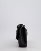 Chanel Black Medium Flap Bag in Lambskin Leather and Velvet with Rope CC Logo Detail