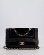 Chanel Black Medium Flap Bag in Lambskin Leather and Velvet with Rope CC Logo Detail