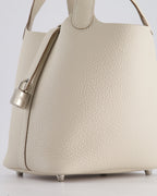 *HOT* Hermès Picotin Lock Bag 18cm in Craie Clemence Leather with Palladium Hardware