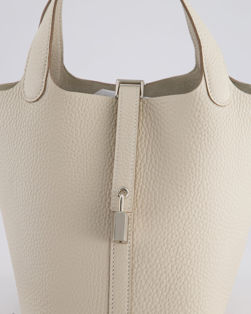 *HOT* Hermès Picotin Lock Bag 18cm in Craie Clemence Leather with Palladium Hardware