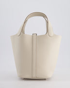 *HOT* Hermès Picotin Lock Bag 18cm in Craie Clemence Leather with Palladium Hardware