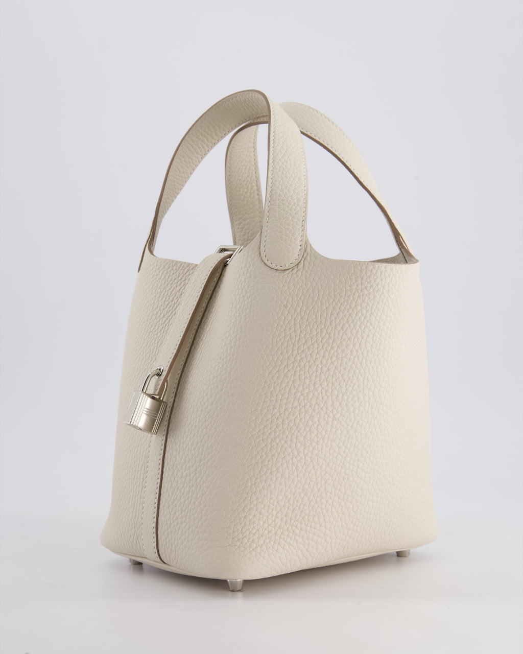 *HOT* Hermès Picotin Lock Bag 18cm in Craie Clemence Leather with Palladium Hardware
