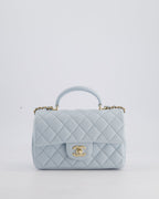 *HOT* Chanel Baby Blue Mini Rectangular Top Handle Bag in Lambskin Leather with Champagne Gold Hardware