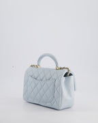 *HOT* Chanel Baby Blue Mini Rectangular Top Handle Bag in Lambskin Leather with Champagne Gold Hardware
