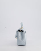 *HOT* Chanel Baby Blue Mini Rectangular Top Handle Bag in Lambskin Leather with Champagne Gold Hardware